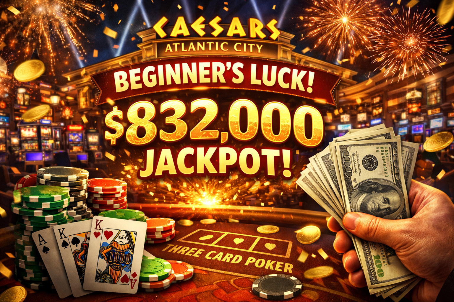 Read more about the article Beginner’s Luck Hits BIG at Caesars – $832K on the First Hand!