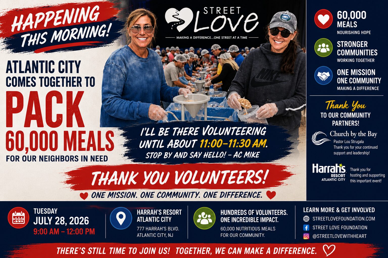Read more about the article Happening This Morning: Join Us at Harrah’s as Atlantic City Packs 60,000 Meals