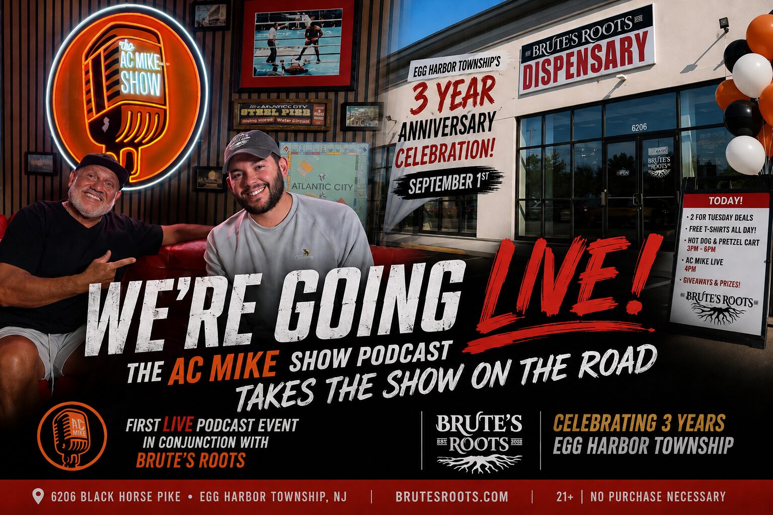 Read more about the article We’re Going LIVE! Brute’s Roots Celebrates 3 Years — And The AC Mike Podcast Is Taking the Show on the Road