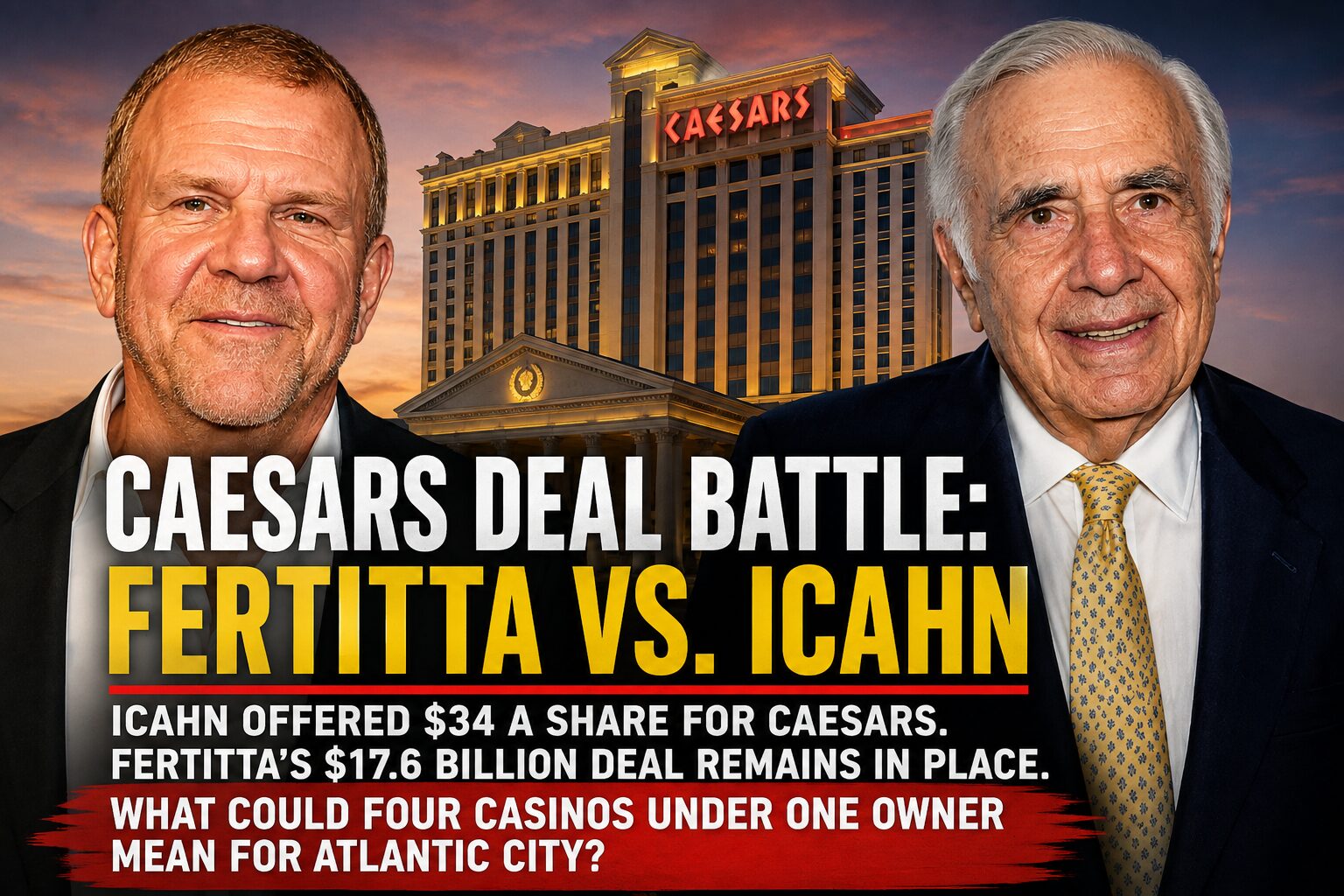 Read more about the article A $17.6 Billion Caesars Deal, a Higher Bid From Carl Icahn — And Four Atlantic City Casinos in the Balance